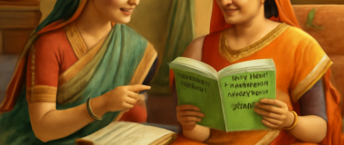 एक सुंदर प्रकृति का दृश्य जिसमें पहाड़, हरी-भरी घाटियाँ, नीला आसमान और खिलते हुए फूल हैं।