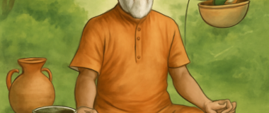 एक सुंदर सूर्यास्त के दौरान पहाड़ों की पृष्ठभूमि में बसे हुए झरने का दृश्य।