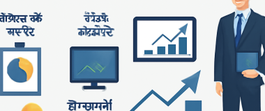 एक आधुनिक शहर की रात की रोशनी में चमकती हुई ऊंची इमारतें और आसमान में चमकते सितारे।
